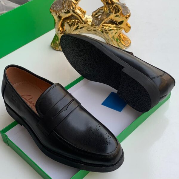 Clarks Corporate Penny Loafers – Black Leather