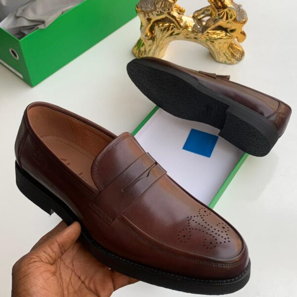Clarks Penny Loafers – Brown Leather