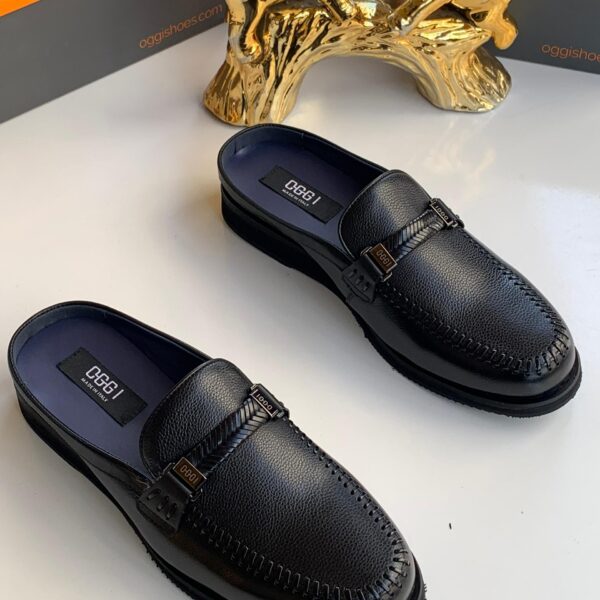 OGGI Braided Strap Leather Mules – Black