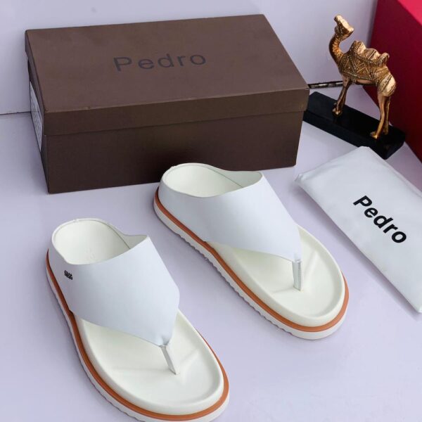 Pedro Icon Thong Sandals – White with Orange Trim