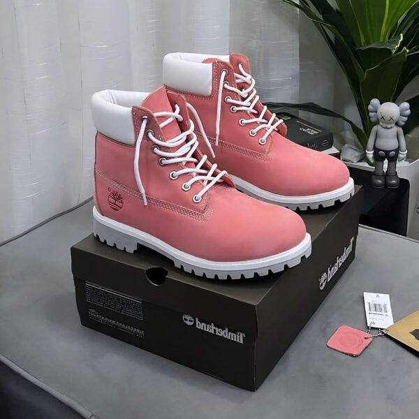 Timberland 6-Inch Premium Waterproof Boots – Pink & White
