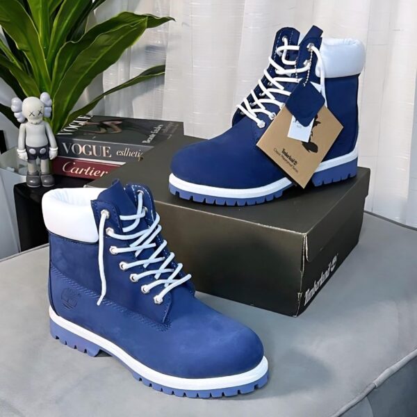 Timberland Premium Ankle Waterproof Boots – Blue with White Soles