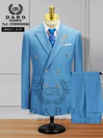 Daro Light Blue Double-Breasted Slim-Fit Suit