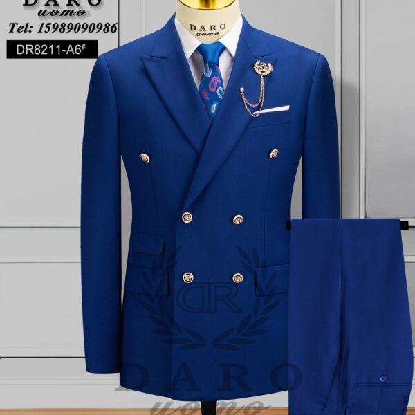 Daro Uomo Blue Double-Breasted Suit