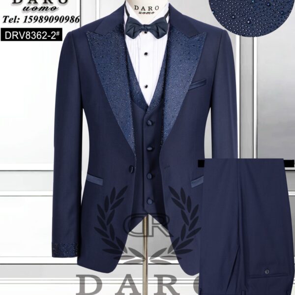 Daro Uomo Navy Blue 3-Piece Tuxedo Suit