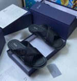Dior CD Logo Black Leather Sandals