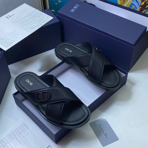 Dior CD Logo Black Leather Sandals