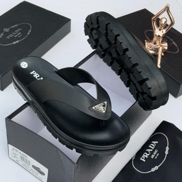 Prada Rubber Thong Sandals with Triangle Logo