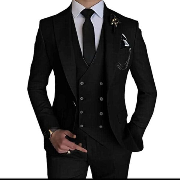 Wangyue Black 3-Piece Slim-Fit Suit