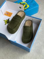 FDCP ZYDPX Green Suede Slip-On Mule Loafers