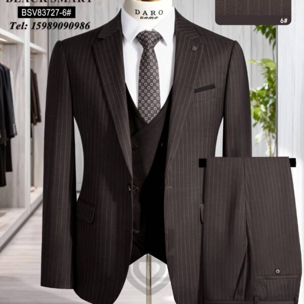 Sharp in Stripes — Men's Black Pinstripe 3-Piece Suit