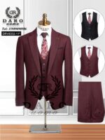 Daro Uomo Suit – Burgundy Double-Faced Waistcoat Elegance
