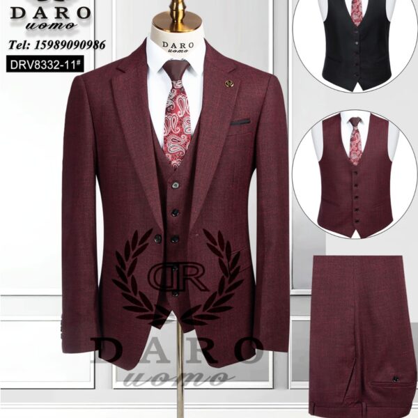 Daro Uomo Suit – Burgundy Double-Faced Waistcoat Elegance