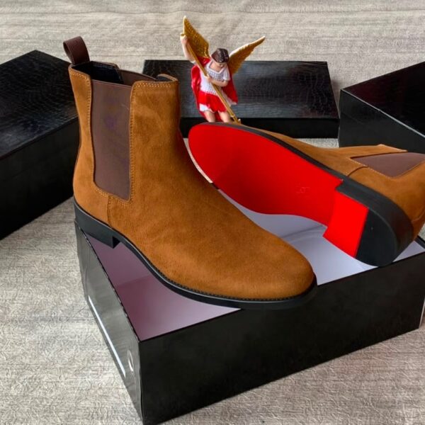 Christian Louboutin Men’s Tan Suede Chelsea Boots